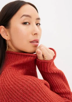 bonprix Strickmode|Pullover & Strickjacken^Strickpullover mit Stehkragen karminrot