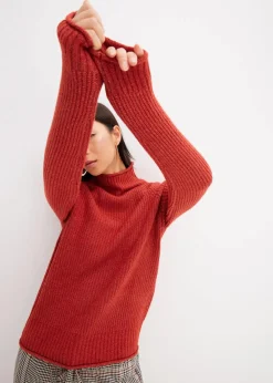 bonprix Strickmode|Pullover & Strickjacken^Strickpullover mit Stehkragen karminrot