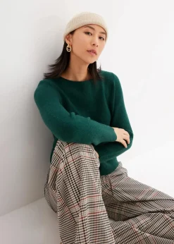 bonprix Nachhaltigere Materialien|Pullover & Strickjacken^Strickpullover mit U-Boot-Ausschnitt waldgrün