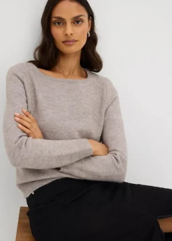 bonprix Nachhaltigere Materialien|Pullover & Strickjacken^Strickpullover mit U-Boot-Ausschnitt hellgrau