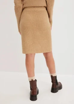 bonprix Bekleidung·Sportbekleidung|Nachhaltigere Materialien^Strickrock aus reiner Baumwolle latte macchiato