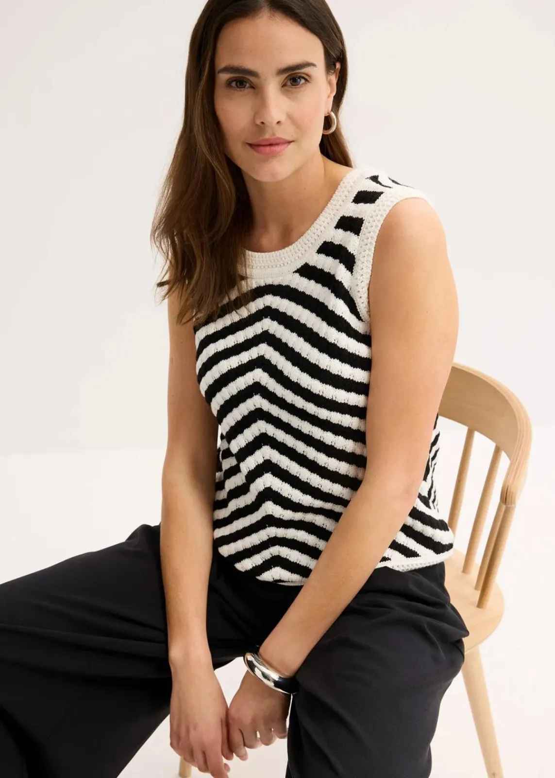 bonprix Bekleidung·Umstandsmode|Shirts & Tops^Stricktop schwarz/wollweiß sonstige