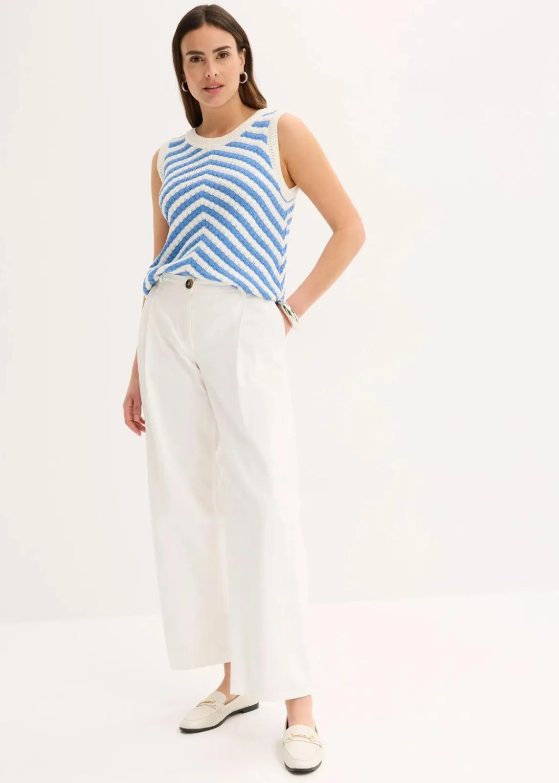 bonprix Bekleidung·Umstandsmode|Shirts & Tops^Stricktop mittelblau/wollweiß sonstige