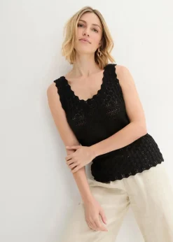 bonprix Bekleidung·Umstandsmode|Shirts & Tops^Stricktop aus Baumwolle schwarz