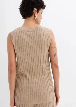 bonprix Zweiteiler & Sets|Strickmode^Stricktop aus Viskose-Mix khakibeige