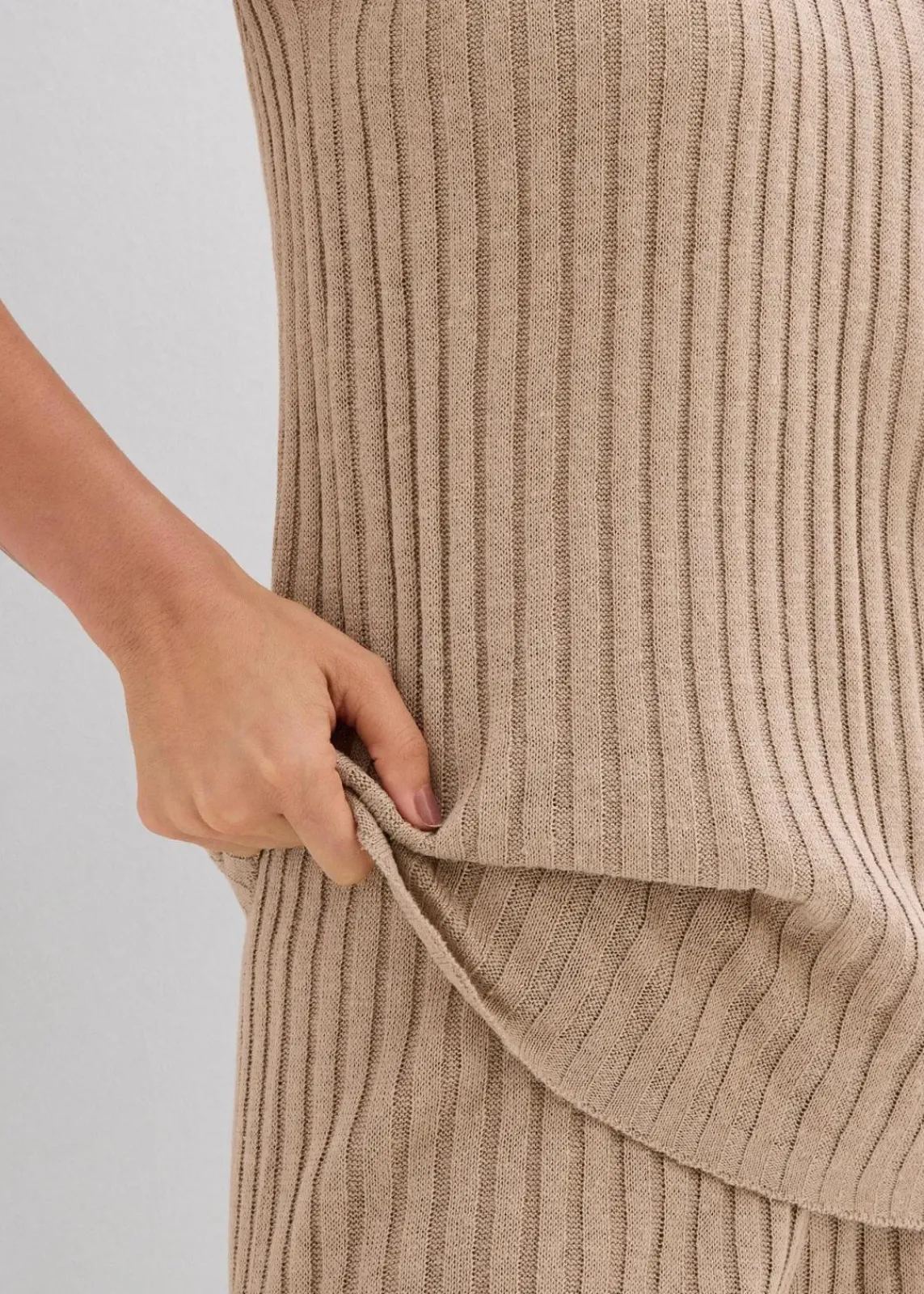 bonprix Zweiteiler & Sets|Strickmode^Stricktop aus Viskose-Mix khakibeige