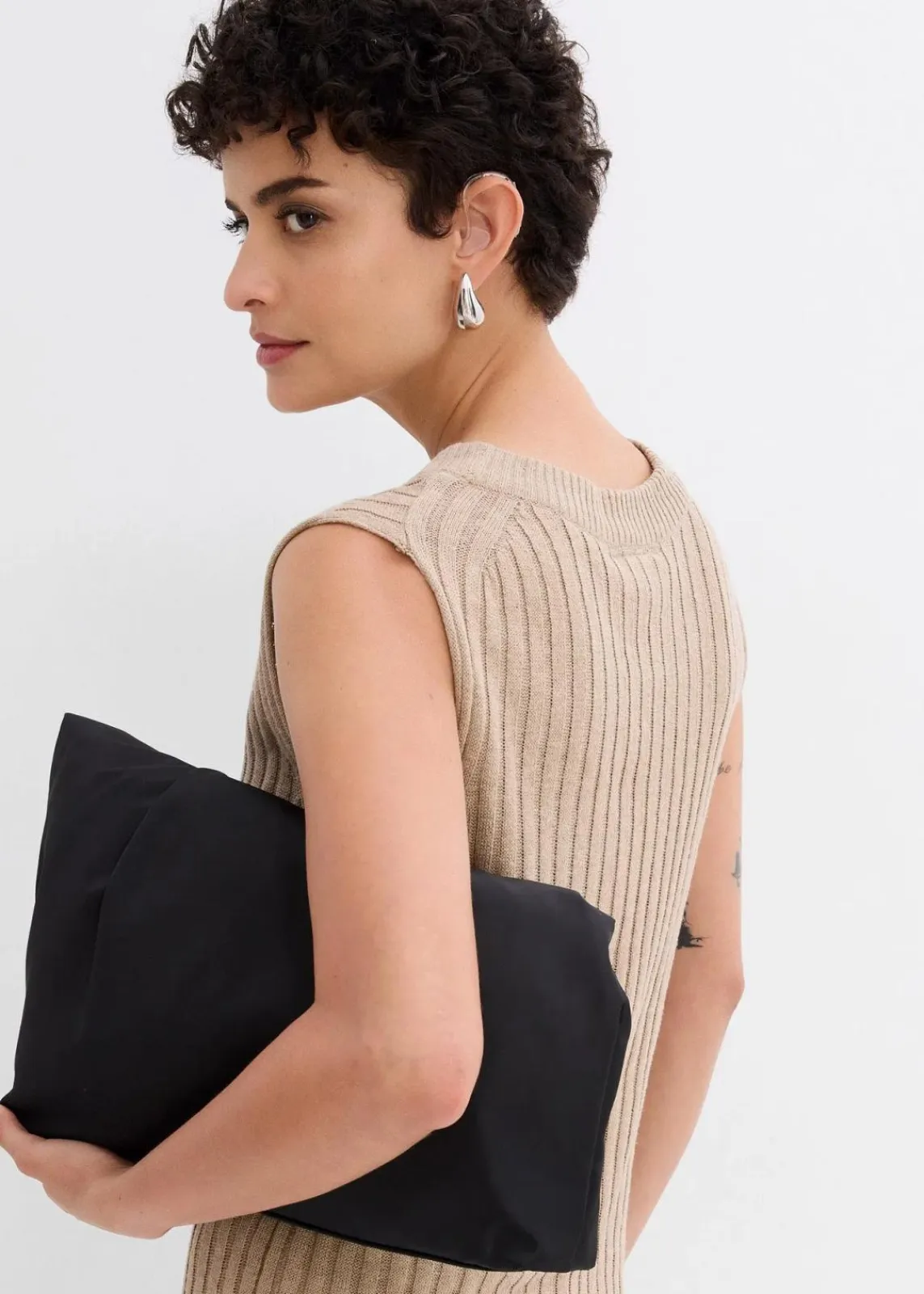 bonprix Zweiteiler & Sets|Strickmode^Stricktop aus Viskose-Mix khakibeige
