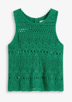 bonprix Shirts & Tops|Strickmode^Stricktop mit Lochstrickmuster edelsteingrün