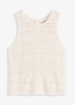 bonprix Bekleidung·Umstandsmode|Strickmode^Stricktop mit Lochstrickmuster wollweiß