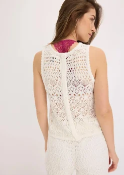 bonprix Bekleidung·Umstandsmode|Strickmode^Stricktop mit Lochstrickmuster wollweiß