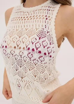 bonprix Bekleidung·Umstandsmode|Strickmode^Stricktop mit Lochstrickmuster wollweiß