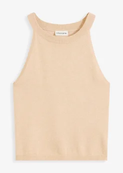 bonprix Shirts & Tops^Stricktop mit metallic-Effekt mattbeige/gold