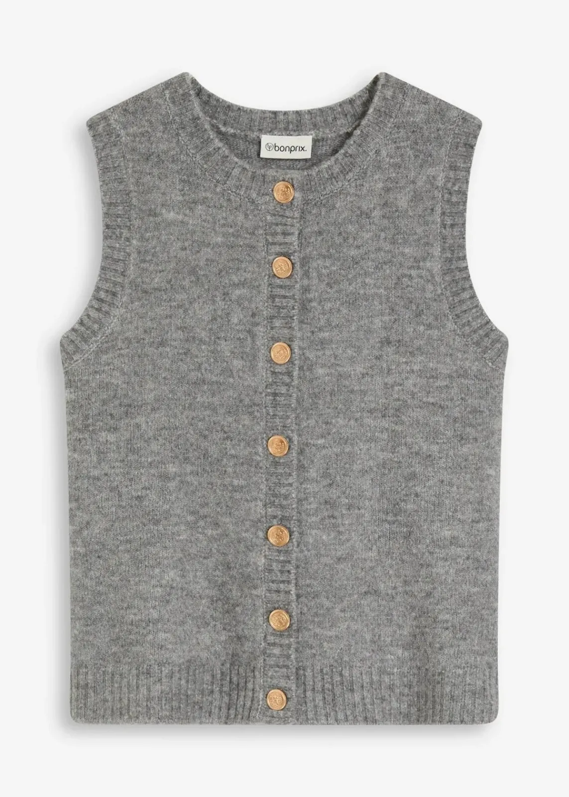 bonprix Jacken & Mäntel|Bekleidung·Hosen^Strick-Weste grau meliert