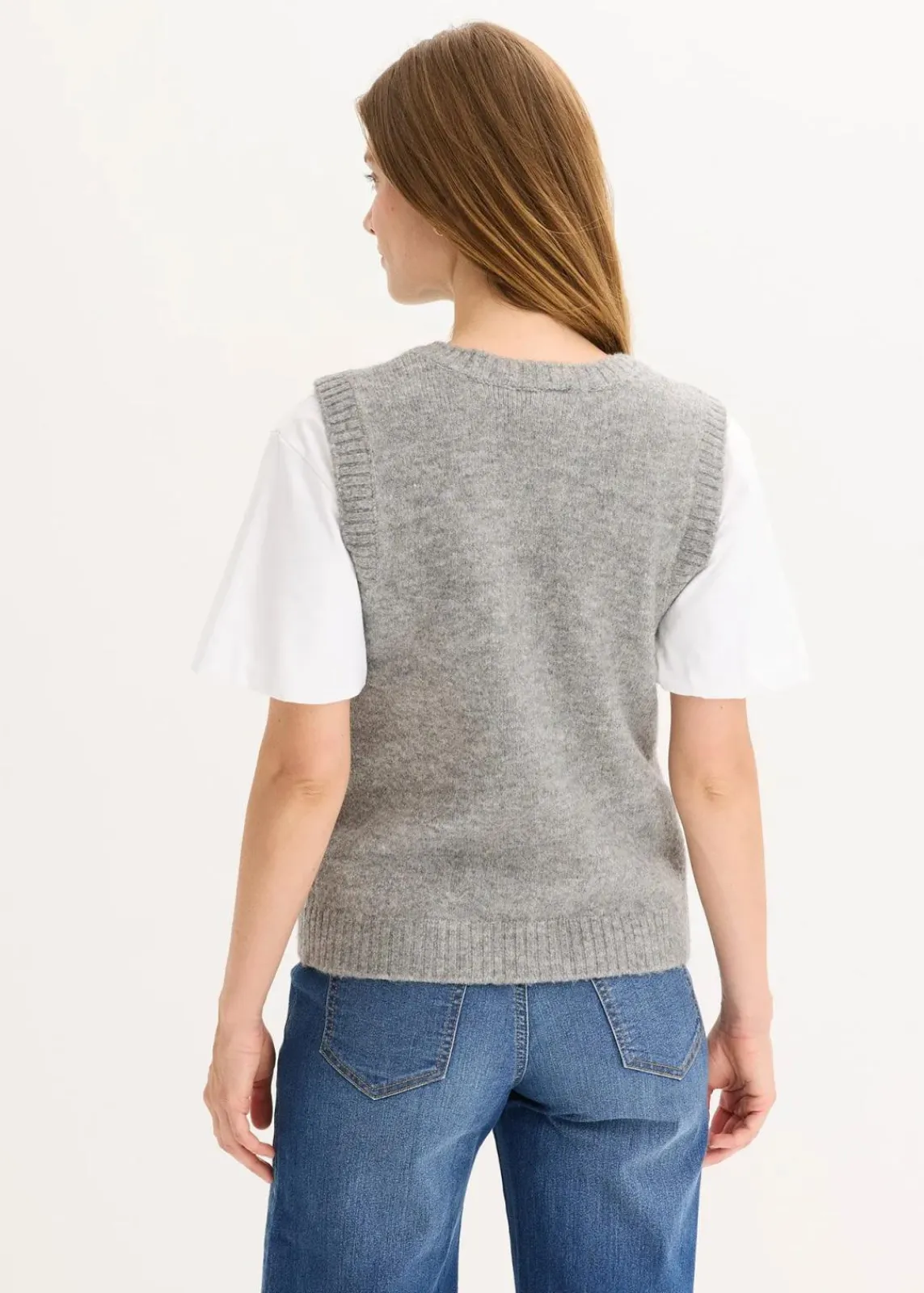 bonprix Jacken & Mäntel|Bekleidung·Hosen^Strick-Weste grau meliert