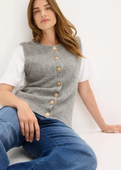bonprix Jacken & Mäntel|Bekleidung·Hosen^Strick-Weste grau meliert