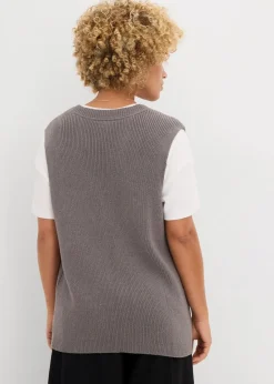 bonprix Bekleidung·Umstandsmode|Bekleidung·Jeans^Strick-Weste aus Baumwoll-Mix anthrazit meliert