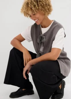 bonprix Bekleidung·Umstandsmode|Bekleidung·Jeans^Strick-Weste aus Baumwoll-Mix anthrazit meliert