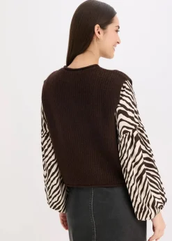 bonprix Bekleidung·Umstandsmode|Bekleidung·Hosen^Strickweste mit dekorativen Knöpfen dunkelbraun