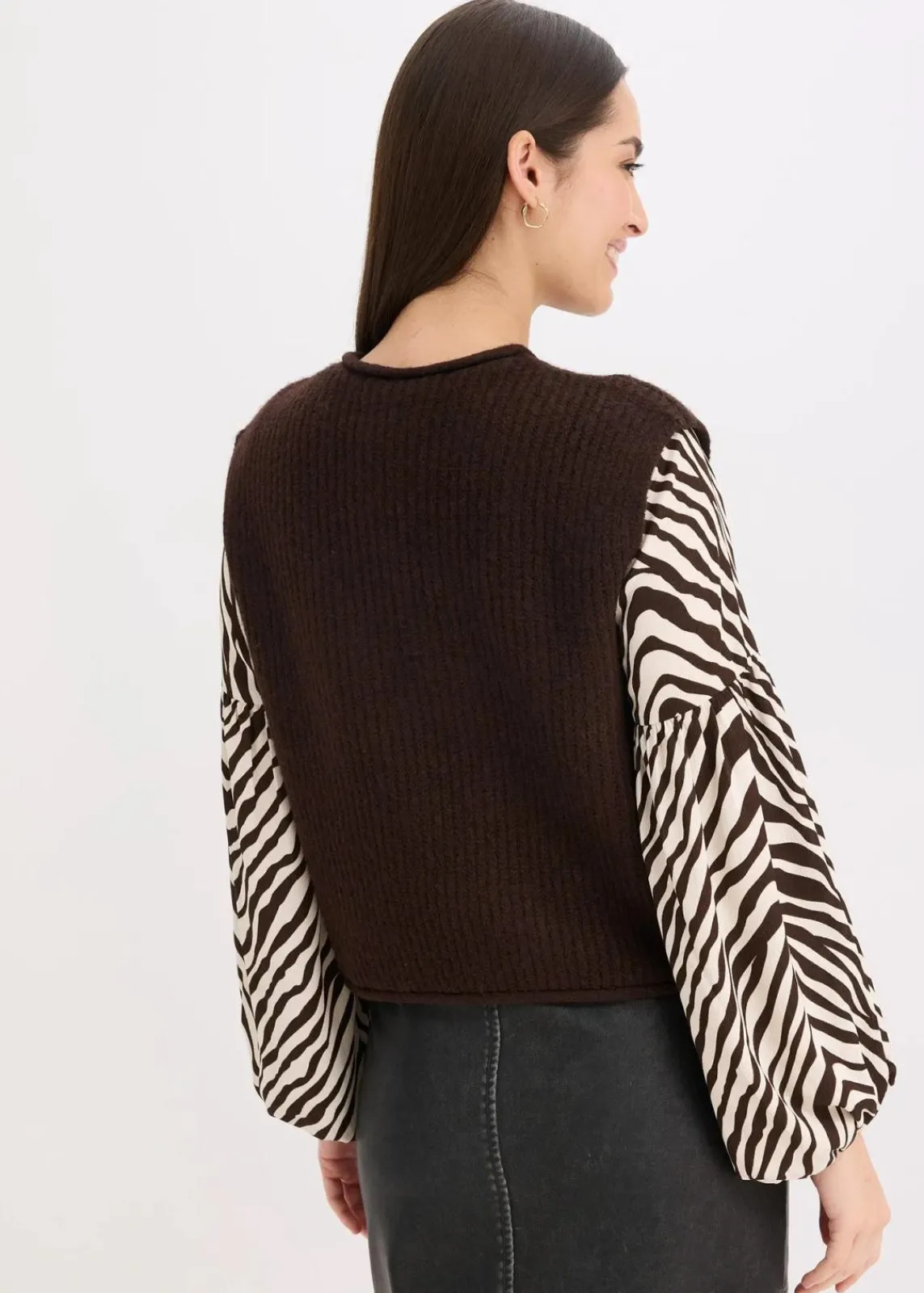 bonprix Bekleidung·Umstandsmode|Bekleidung·Hosen^Strickweste mit dekorativen Knöpfen dunkelbraun