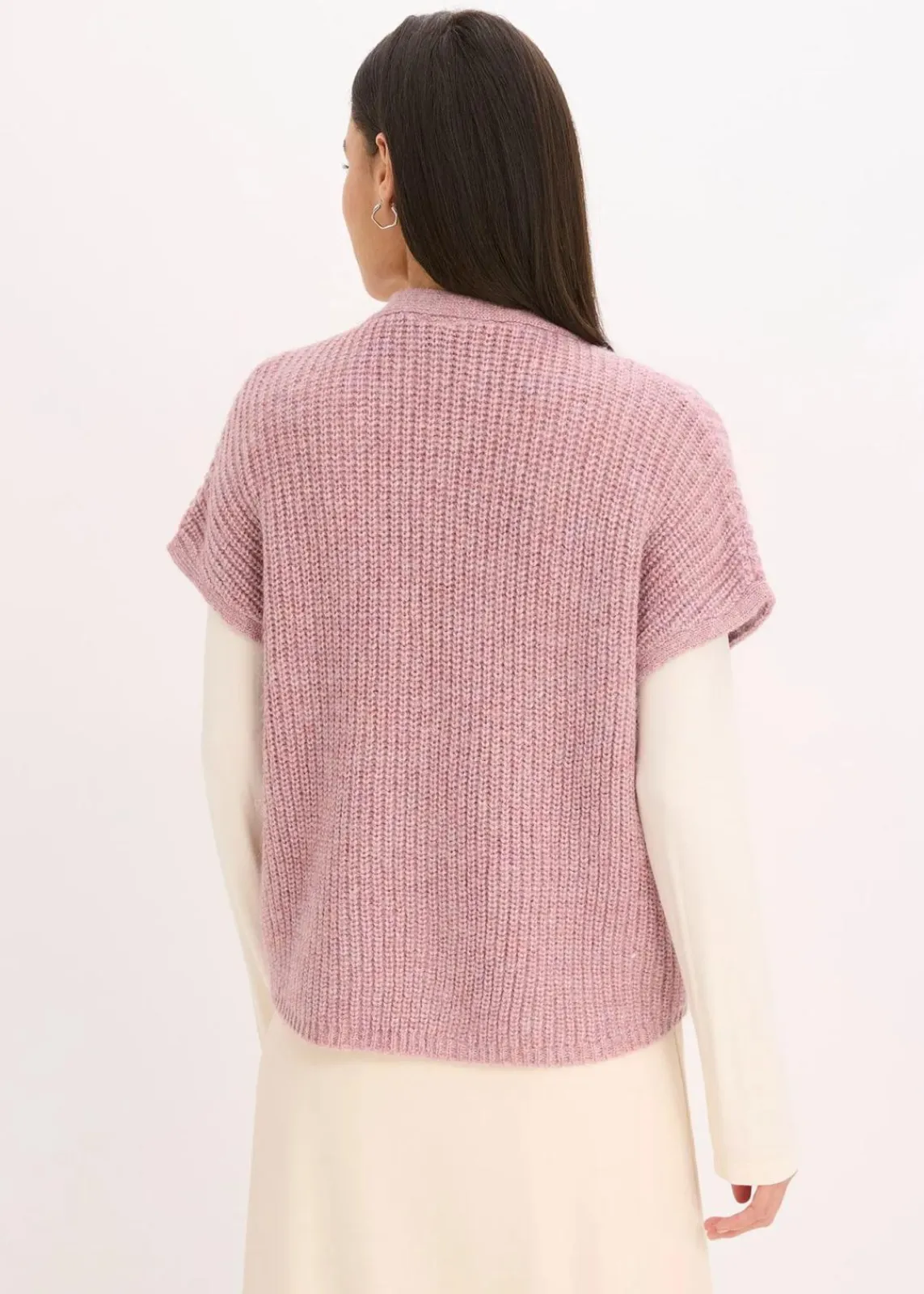 bonprix Bekleidung·Umstandsmode|Strickmode^Strick-Weste mit dekorativen Knöpfen und Wollanteil rosa meliert