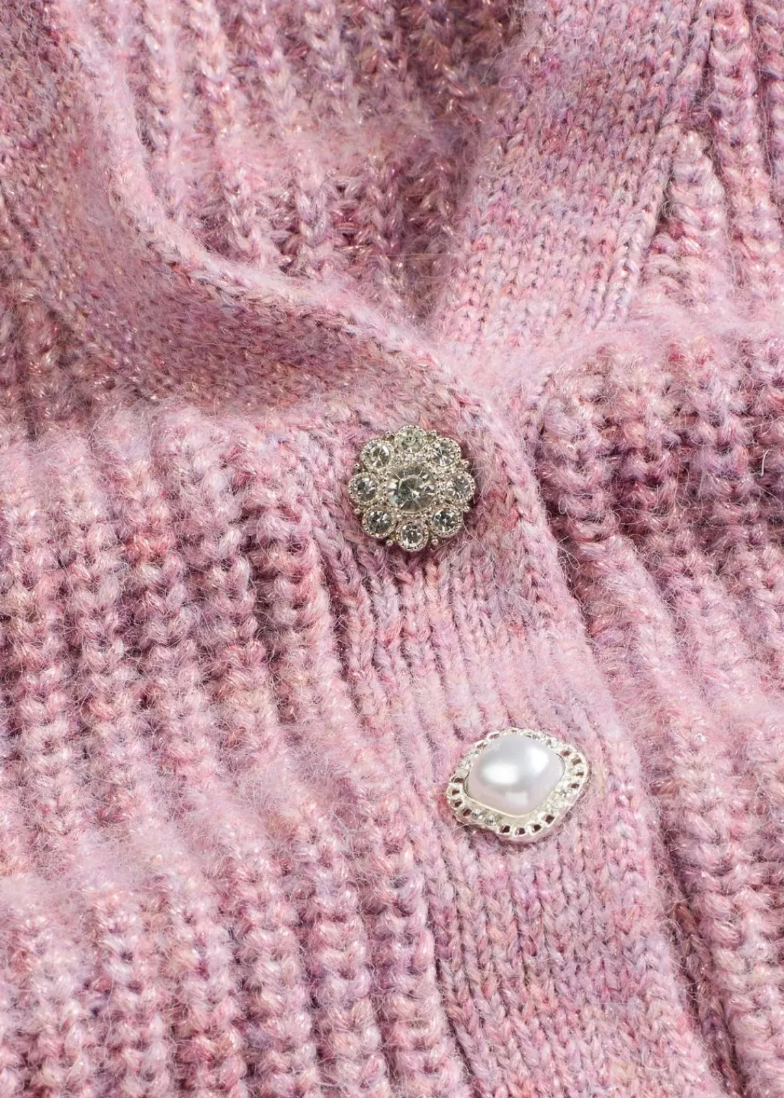 bonprix Bekleidung·Umstandsmode|Strickmode^Strick-Weste mit dekorativen Knöpfen und Wollanteil rosa meliert