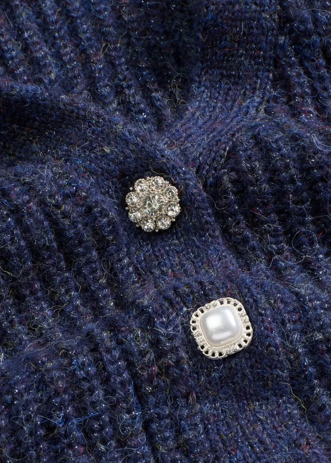 bonprix Bekleidung·Umstandsmode|Strickmode^Strick-Weste mit dekorativen Knöpfen und Wollanteil dunkelblau meliert
