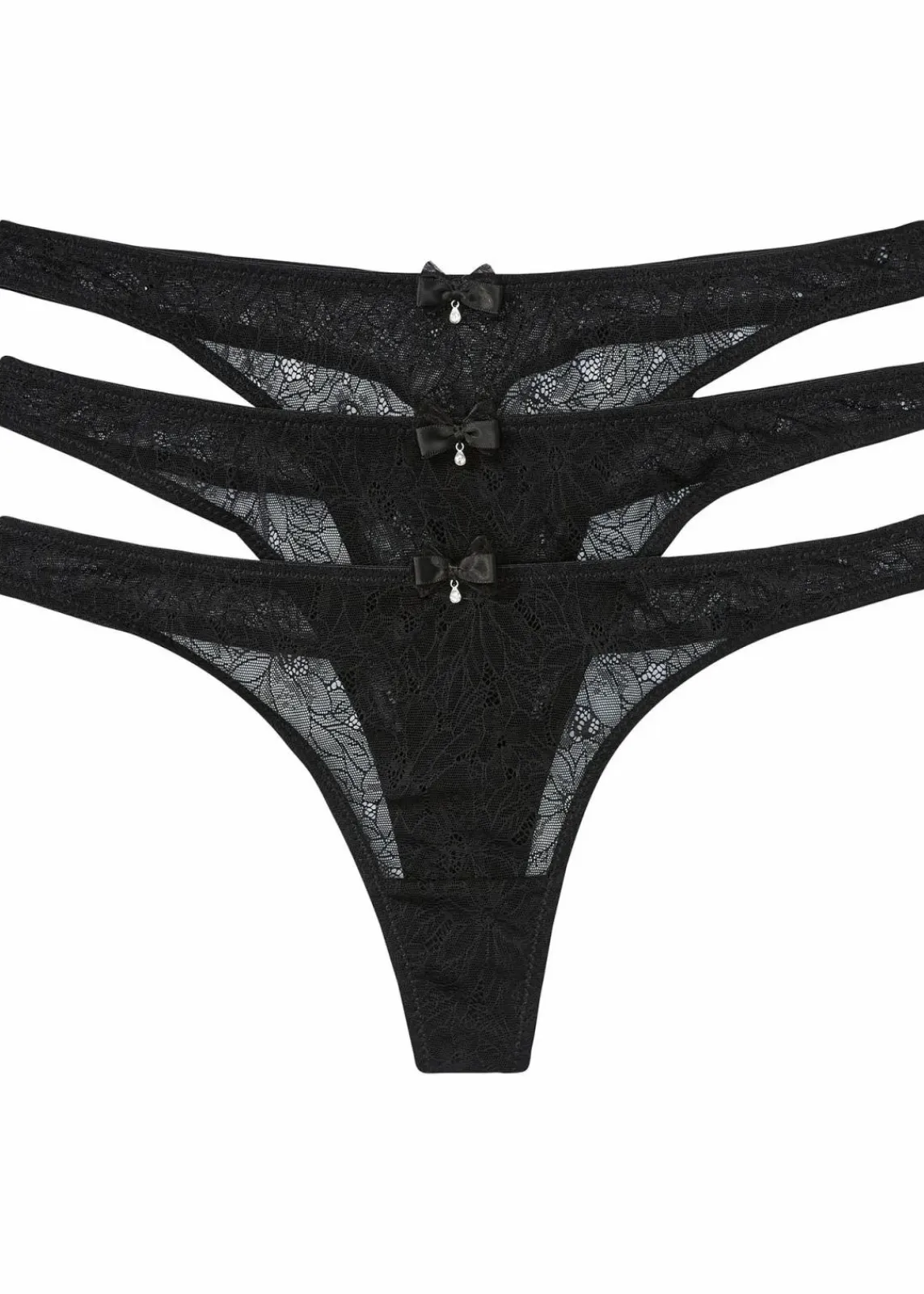 bonprix Wäsche·Dessous|Wäsche·Höschen^String aus edler Spitze (3er Pack) schwarz
