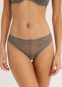 bonprix Wäsche·Dessous|Wäsche·Höschen^String aus zarter Spitze (2er Pack) granitgrau