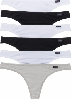 bonprix Höschen|Baumwollunterwäsche^String mit Bio-Baumwolle (6er Pack) schwarz + weiß + grau