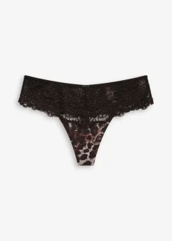 bonprix Nachhaltigere Materialien|Dessous^String Panty aus feiner Spitze leo bedruckt