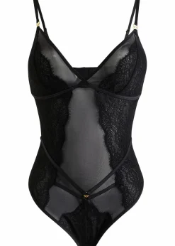 bonprix Wäsche·Bodies|Wäsche·Dessous^Stringbody mit feiner Spitze schwarz