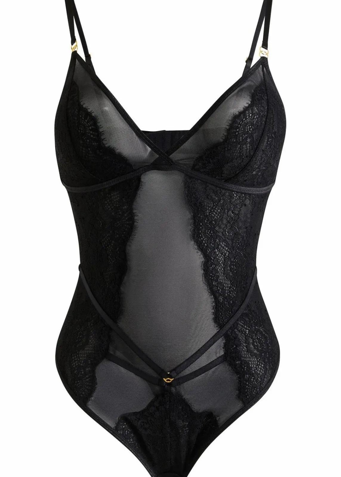 bonprix Wäsche·Bodies|Wäsche·Dessous^Stringbody mit feiner Spitze schwarz