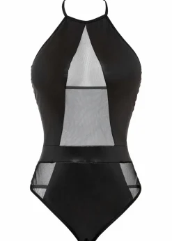 bonprix Wäsche·Erotikwäsche|Erotikwäsche^Stringbody ouvert mit Wetlook schwarz