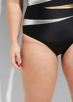bonprix Nachhaltigere Materialien|Shapewear^Strong Shape-Badeanzug mit Einsätzen schwarz gestreift