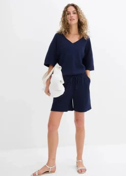 bonprix Hosen|Zweiteiler & Sets^Strukturshorts aus reiner Baumwolle dunkelblau