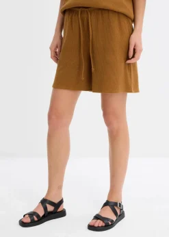 bonprix Bekleidung·Outdoorbekleidung|Bekleidung·Kleider^Strukturshorts aus reiner Baumwolle cognac braun