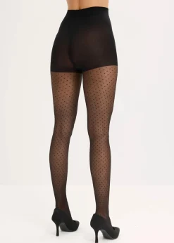 bonprix Wäsche·Socken & Strumpfhosen|Socken & Strumpfhosen^Strumpfhose 30den mit gepunktetem Netzmuster schwarz