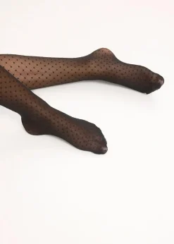 bonprix Wäsche·Socken & Strumpfhosen|Socken & Strumpfhosen^Strumpfhose 30den mit gepunktetem Netzmuster schwarz
