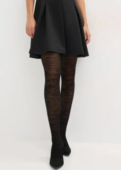 bonprix Wäsche·Socken & Strumpfhosen|Socken & Strumpfhosen^Strumpfhose mit floralem Netzmuster schwarz