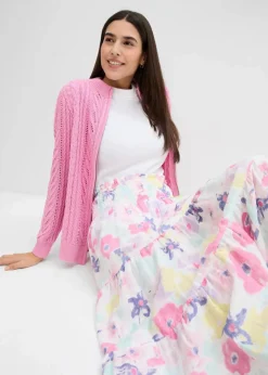 bonprix Bekleidung·Sportbekleidung|Röcke^Stufenrock aus Musselin flamingopink geblümt