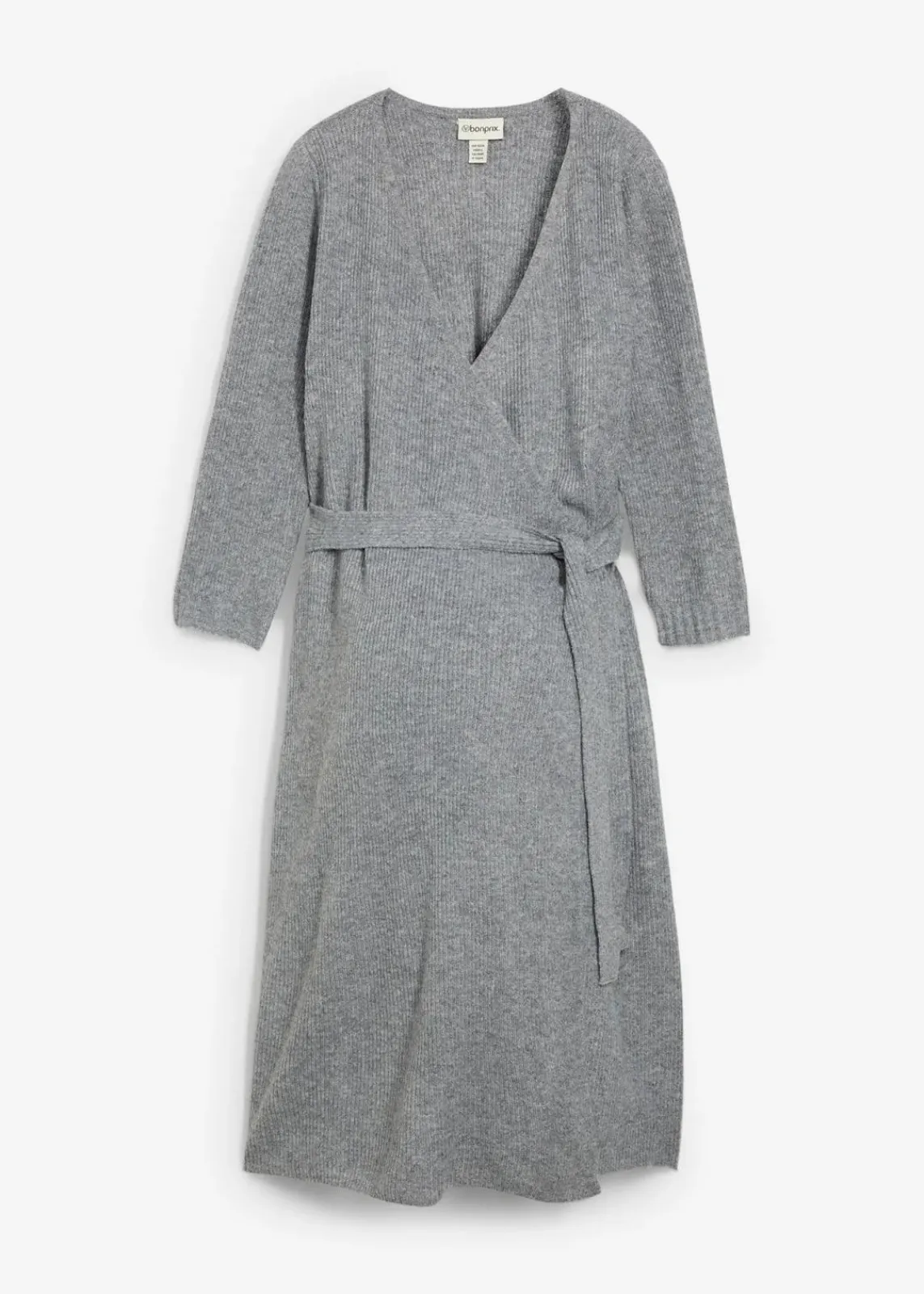 bonprix Nachhaltigere Materialien|Bekleidung·Blazer^Superweiches Umstands- und Stillstrickkleid mit 3/4 Ärmeln grau meliert