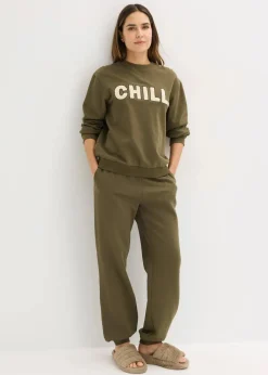 bonprix Wäsche·Homewear|Wäsche·Nachtwäsche^Sweat Hausanzug dunkeloliv