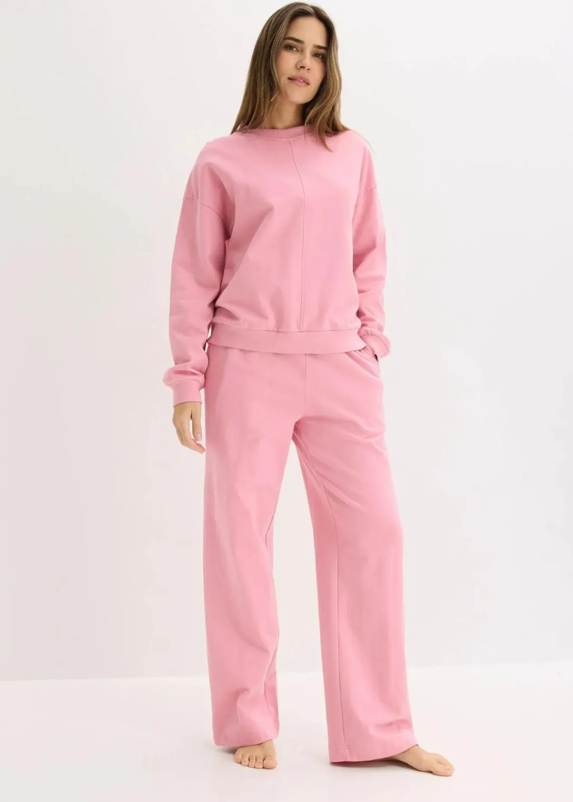 bonprix Wäsche·Homewear|Wäsche·Nachtwäsche^Sweat Hausanzug mit Biesen rauchorchidee