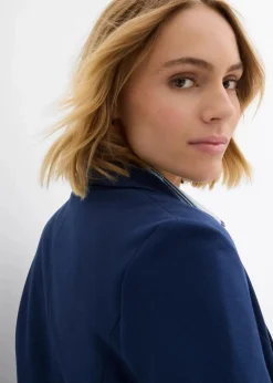 bonprix Sweat|Blazer^Sweatblazer mit fließender Viskose dunkelblau