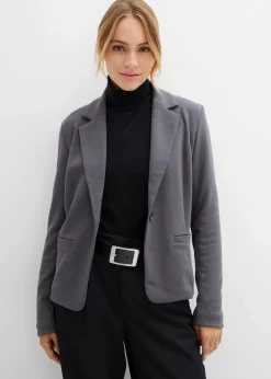 bonprix Bekleidung·Basics|Bekleidung·Blusen & Tuniken^Sweatblazer mit fließender Viskose anthrazit