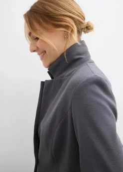 bonprix Bekleidung·Basics|Bekleidung·Blusen & Tuniken^Sweatblazer mit fließender Viskose anthrazit