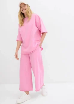 bonprix Hosen|Sweat^Sweathose aus Bio-Baumwolle, 7/8 Länge blütenpink