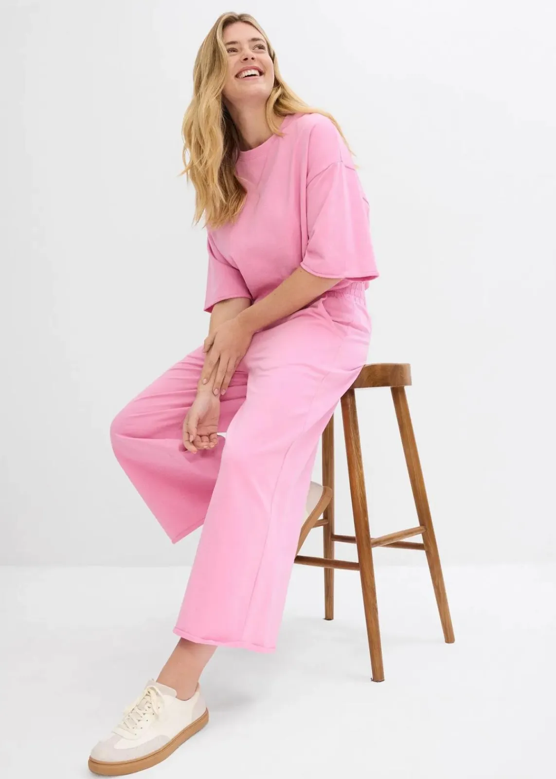 bonprix Hosen|Sweat^Sweathose aus Bio-Baumwolle, 7/8 Länge blütenpink