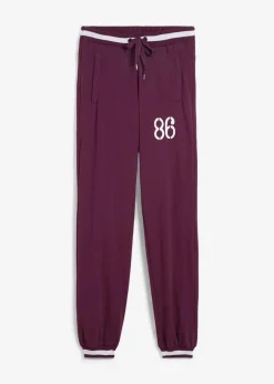 bonprix Hosen|Sweat^Sweathose aus elastischem Baumwoll-Mix holunderbeere