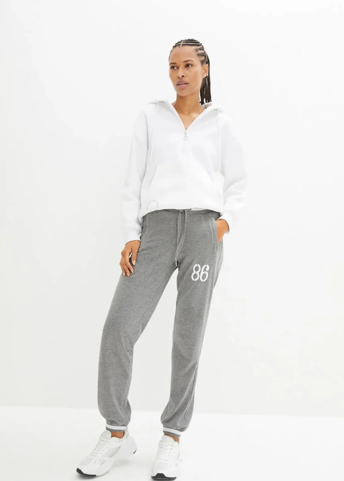 bonprix Hosen|Sweat^Sweathose aus elastischem Baumwoll-Mix grau meliert